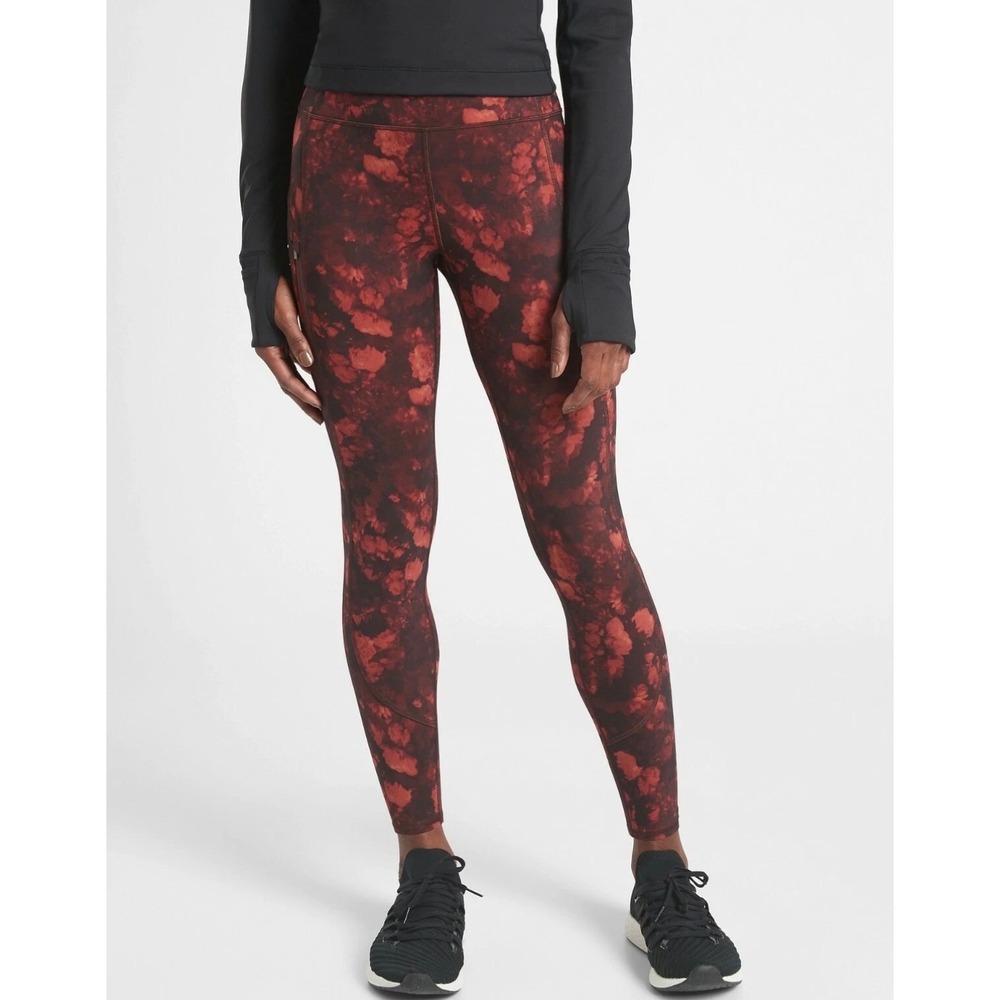 Athleta LeggingsRainier Printed Tight Frozen‎ Floral Warm Athletic Red Medium